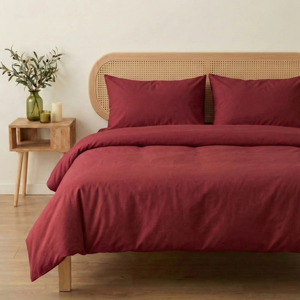 Prime Sleeks Çift Kişilik %100 Pamuk Nevresim Takımı 200 x 220 cm, Lastikli Çarşaflı Set, Vişne Çürüğü - Bordo - 200 x 220 cm Nevresim Takımı Fiyatı