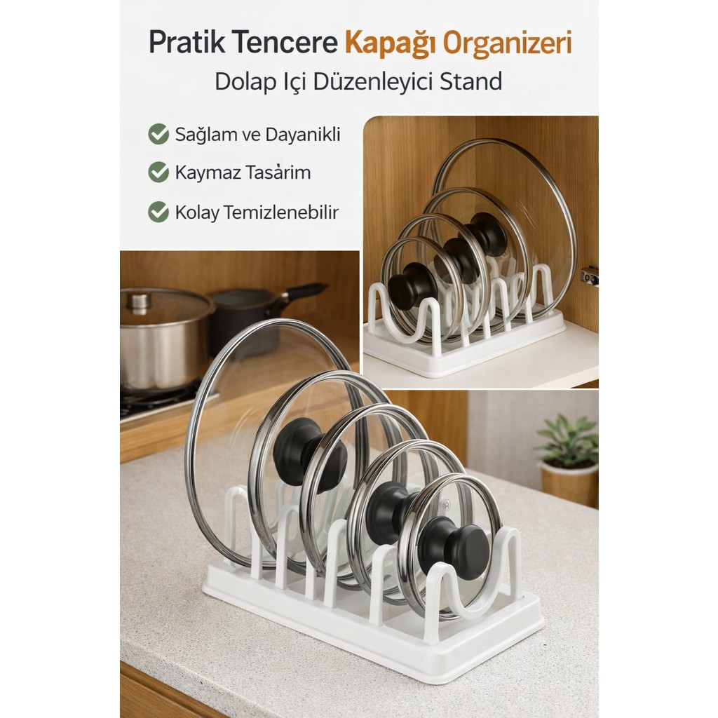 Primeaks Tencere Kapağı Organizeri – Dolap Içi Kapak Düzenleyici Stand | Kaymaz & Dayanıklı Tencere / Tava Setleri Fiyatı