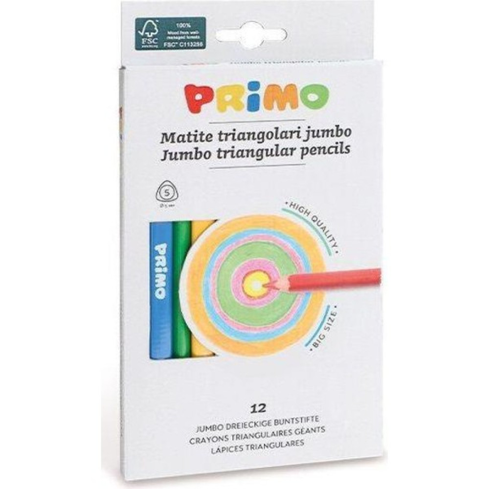 Prımo Jumbo Ucgen Boya Kalemi 12 Renk Kuru Boya Kalemi Fiyatı