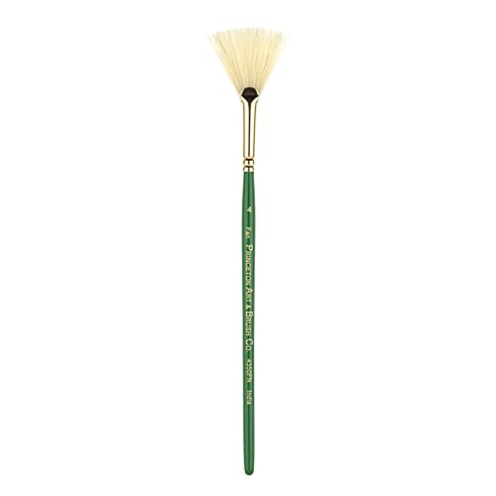 Princeton Artist Brush Co. Lauren Series 4350 - Short Handled Fan Size 4 - Single Golden Synthetic Paintbrush for Watercolor and Acrylic Painting
