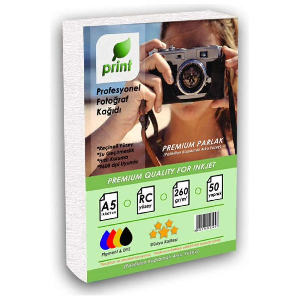 Print Brother Yazıcılar Için A5 Premium Parlak Fotoğraf Kağıdı 260GR 50YAPRAK Fotoğraf Kağıtları & Asetatlar Fiyatı