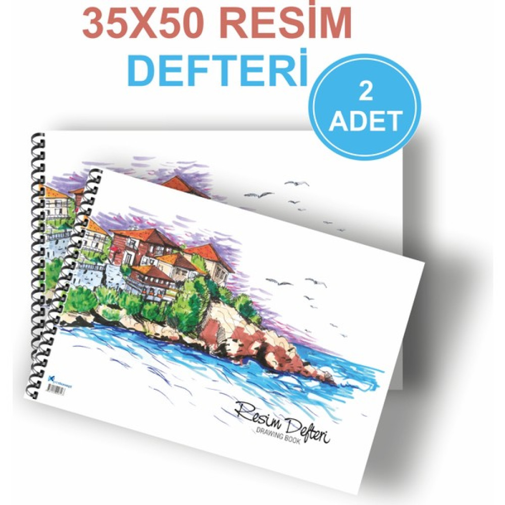 Print Konsept 2'li 35X50 Resim Defteri Spiralli Karton Kapak 35X50 cm 15 Yaprak Resim Defteri Büyük Boy - Renkli - 35*50 Resim Defteri Fiyatı