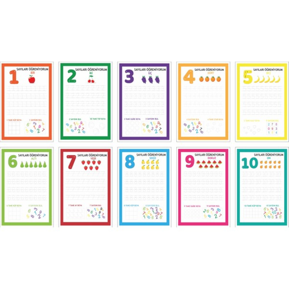 Printhome Sayıları Öğreniyorum Eğitici Matematik Etiketleri 1-10' Kadar 10X15 cm Oto Boyaları Fiyatı