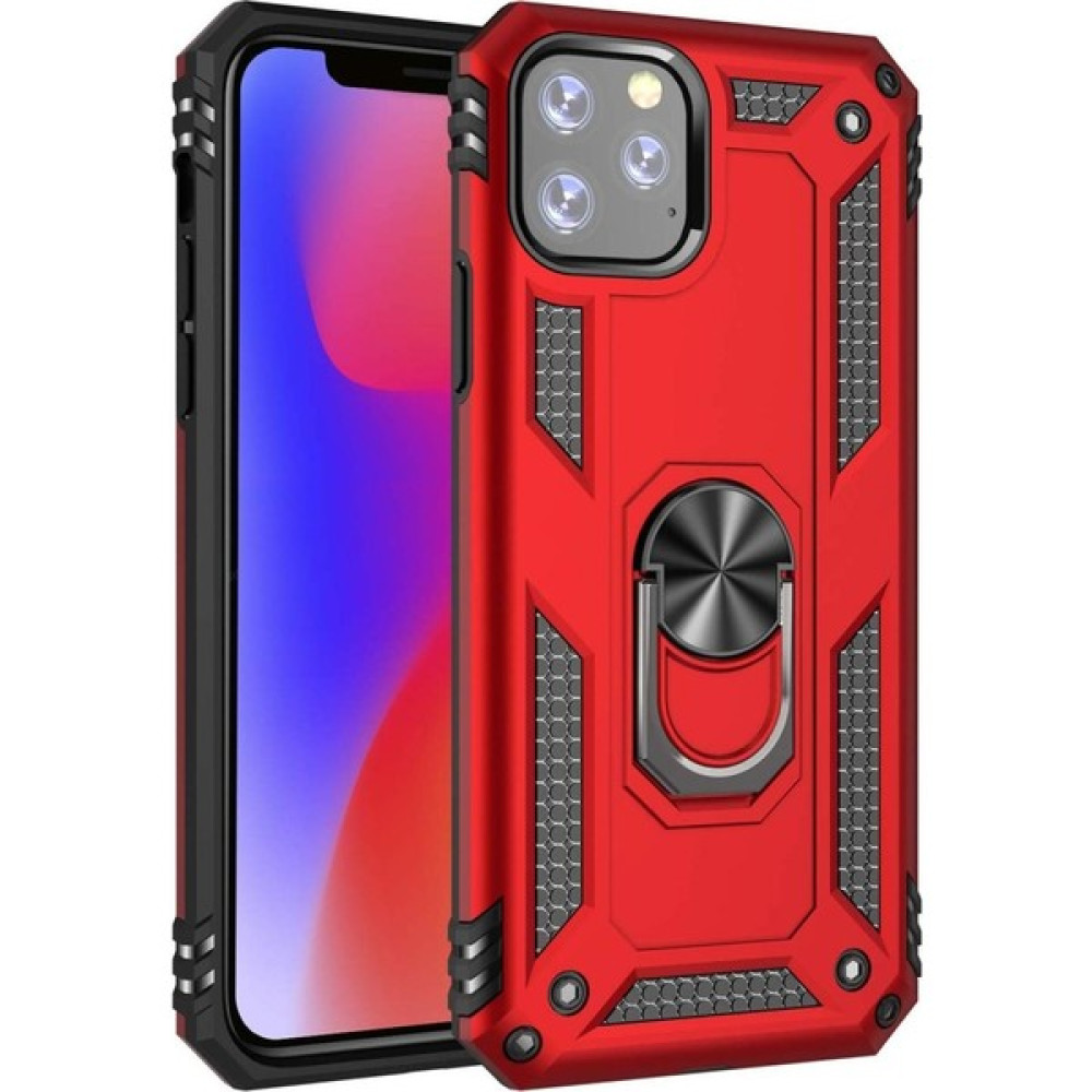 Printone Apple iPhone 11 Pro Uyumlu Kılıf Yüzüklü Standlı Powering Zırh Kapak - Kırmızı Cep Telefonu Kılıfı Fiyatı