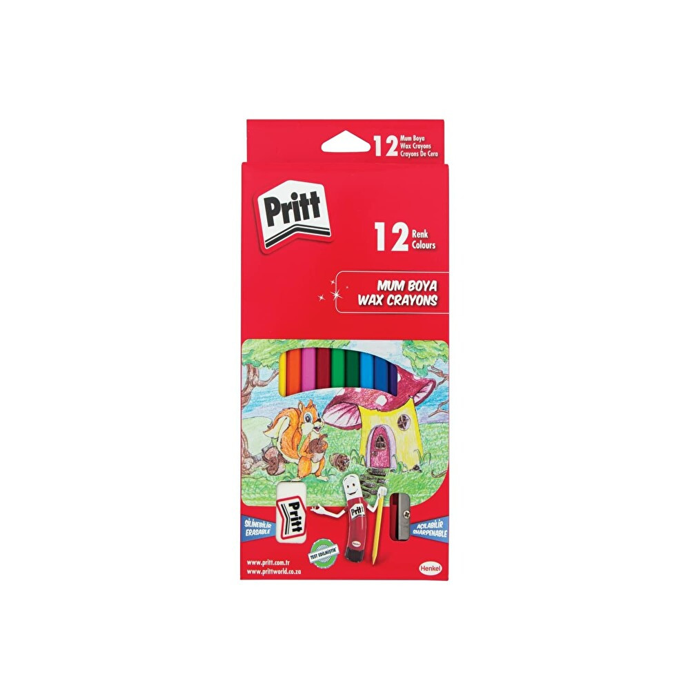 Pritt 12'li Pastel Mum Boya Kalemtıraş Ve Silgi Hediyeli Pastel Boya Fiyatı