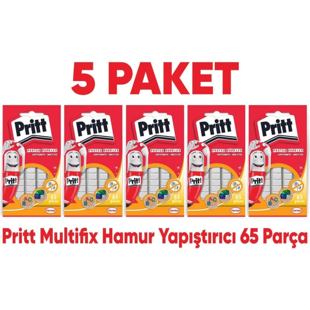 Pritt 5 Paket Multifix Hamur Yapıştırıcı 65 Parça Patafix Hamur Yapıştırıcı - Beyaz - STANDART Yapıştırıcı - Tutkal Fiyatı