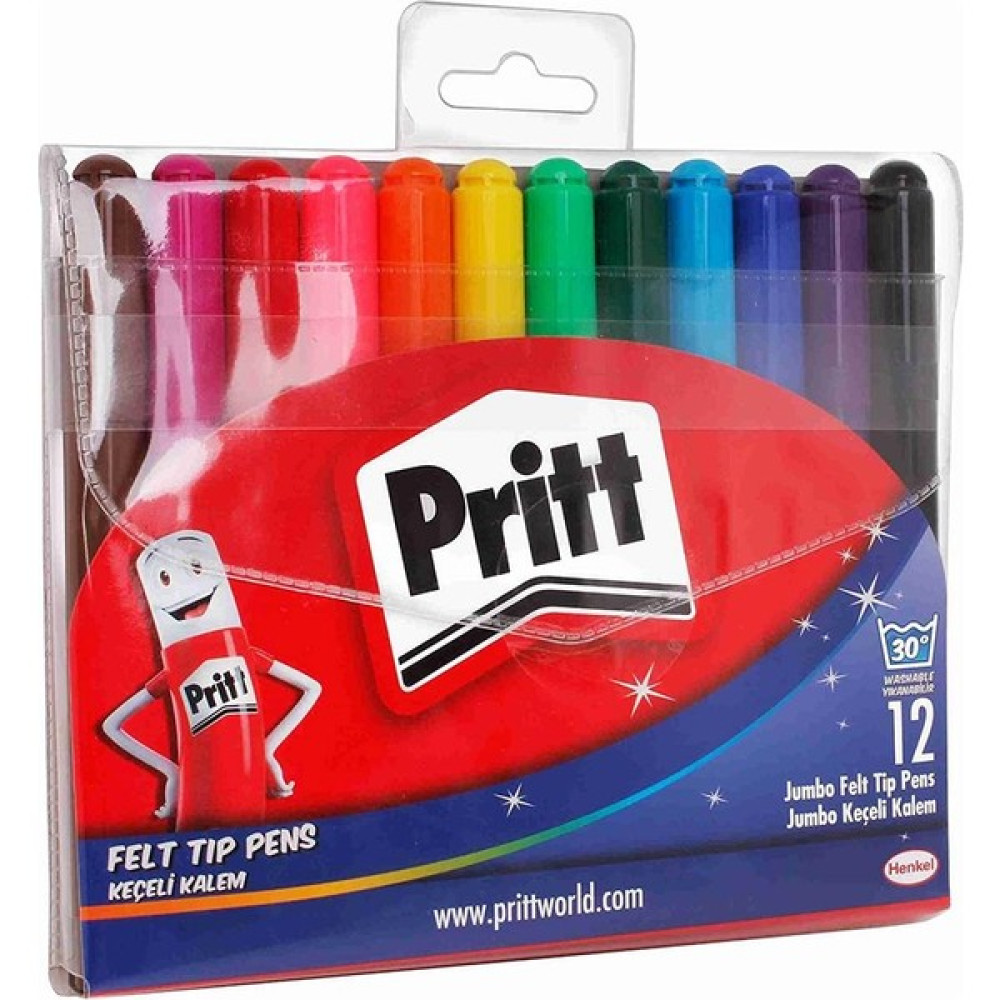 Pritt Jumbo Keçeli Kalem 12 Renk Prit 12 Li Keçeli Kalem Jumbo 1 Paket - Karışık-Çok Renkli - Standart Keçe Uçlu Kalem Fiyatı