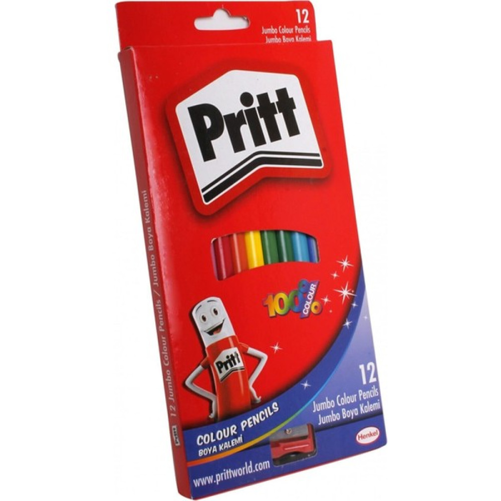 Pritt Jumbo Üçgen Boya Kalemi - 12 Renk - Karton - Renkli Oto Boyaları Fiyatı