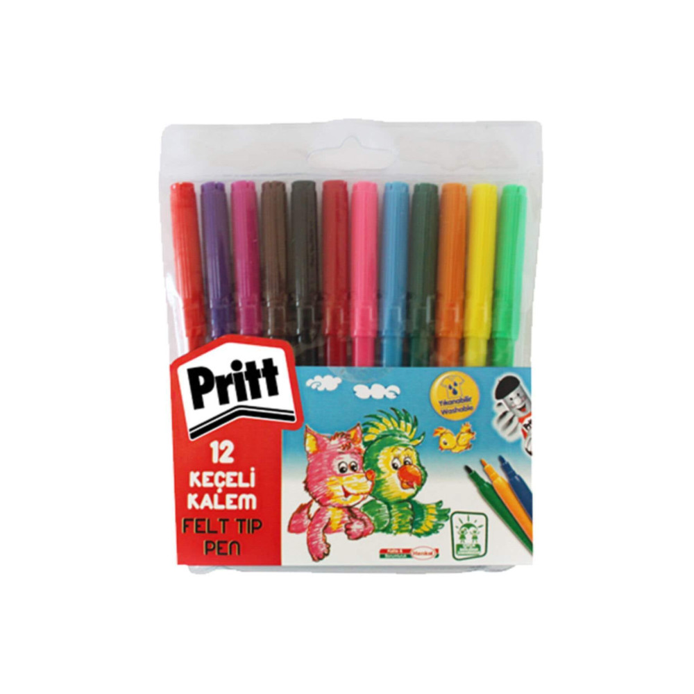 Pritt Keçeli Boya Kalemi 12 Renk Keçe Uçlu Kalem Fiyatı