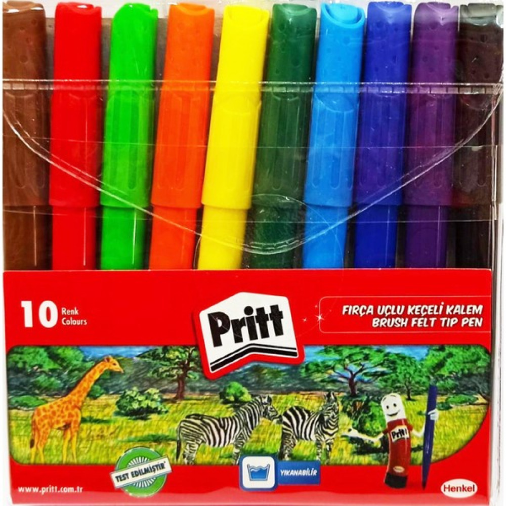 Pritt Keçeli Kalem 10 Renk Fırça Uçlu 13032022 9844 Keçe Uçlu Kalem Fiyatı