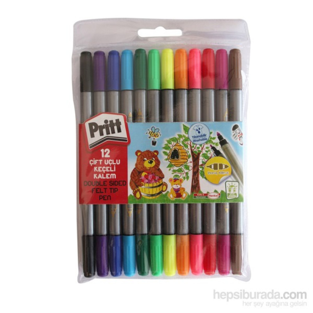Pritt Keçeli Kalem Çift Uçlu 12 Li 1687977 Keçe Uçlu Kalem Fiyatı