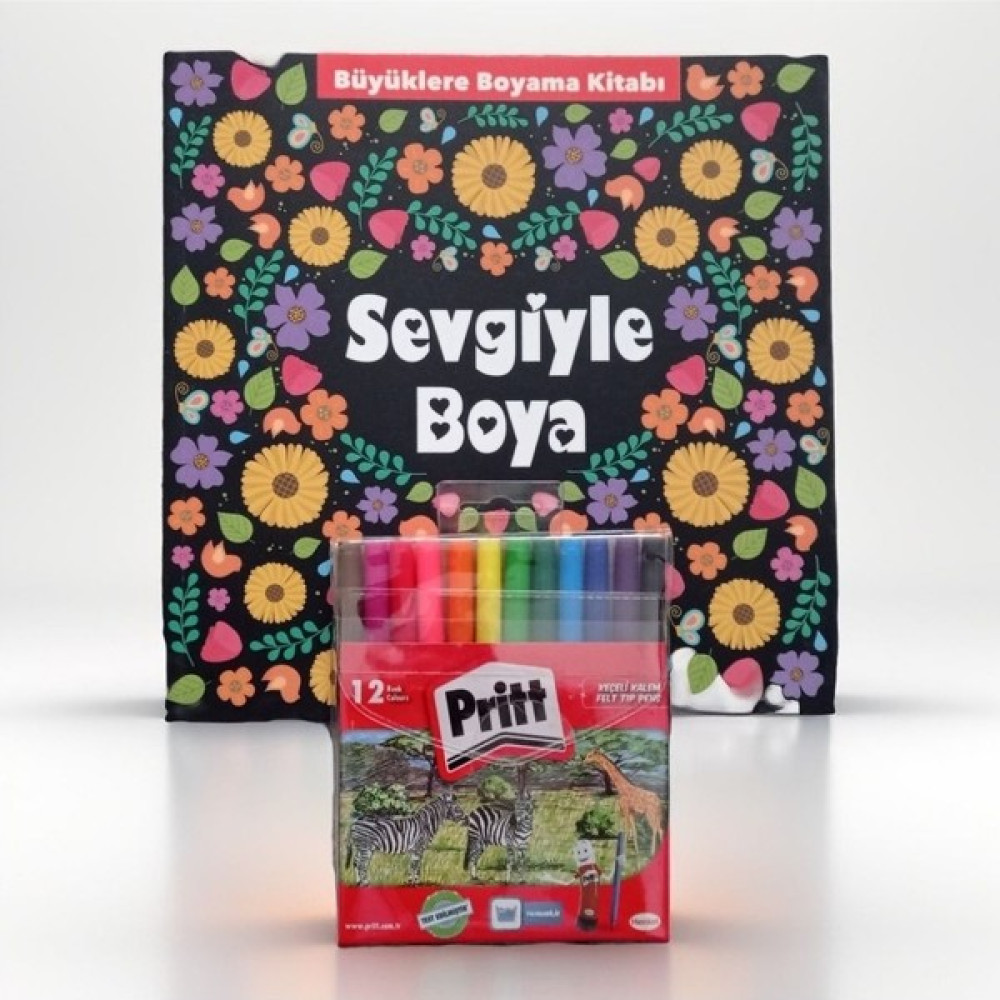 Pritt Mandala Boyama Kitabı Sevgiyle Boya Serisi Büyükler Için ve Pritt Marka 12 Renk Keçeli Kalem Keçe Uçlu Kalem Fiyatı
