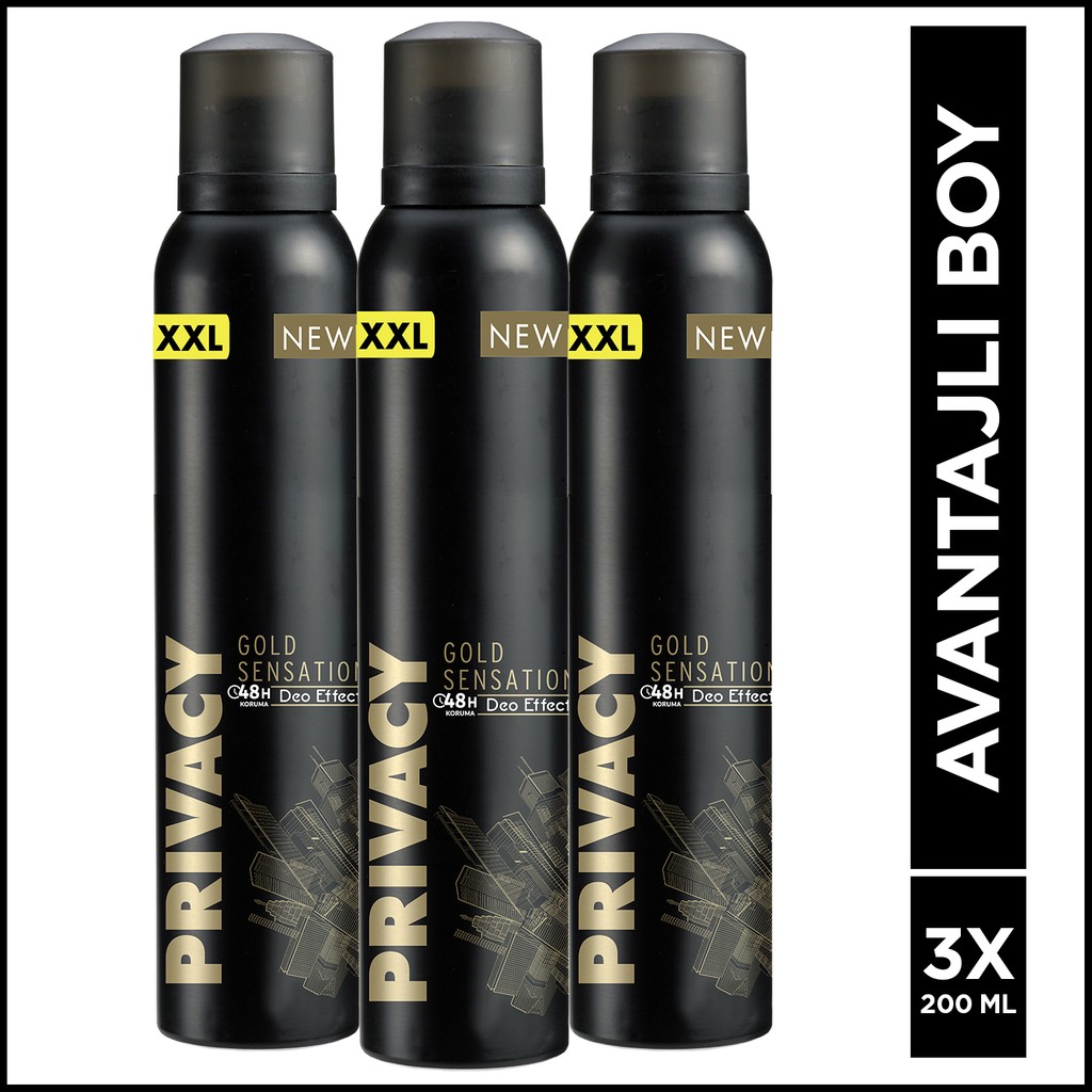 Privacy Gold Men Erkek Deodorant 3x200 Ml - 200 ml Deodorantlar Fiyatı