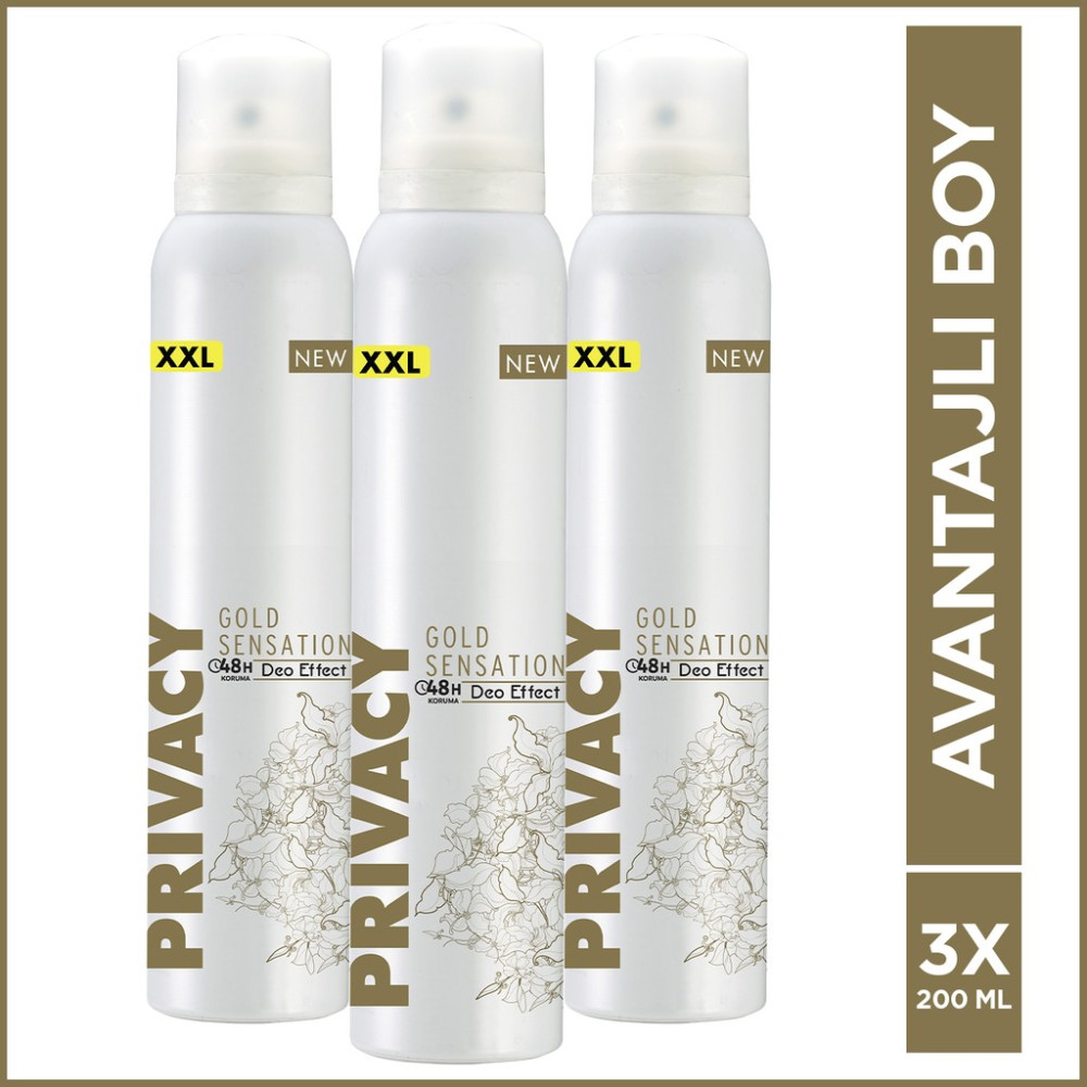 Privacy Gold Women Kadın Deodorant 3x200 Ml Gold Sensation Koku Türü ile Kadınlar İçin Avantajlı Set - 150 ml Deodorantlar Fiyatı