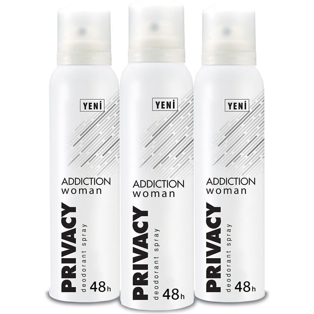 Privacy Woman Addiction Kadın Deodorant 3X150 ml Sprey Kadınlar İçin Ferahlatıcı Koku - 150 ml Deodorantlar Fiyatı