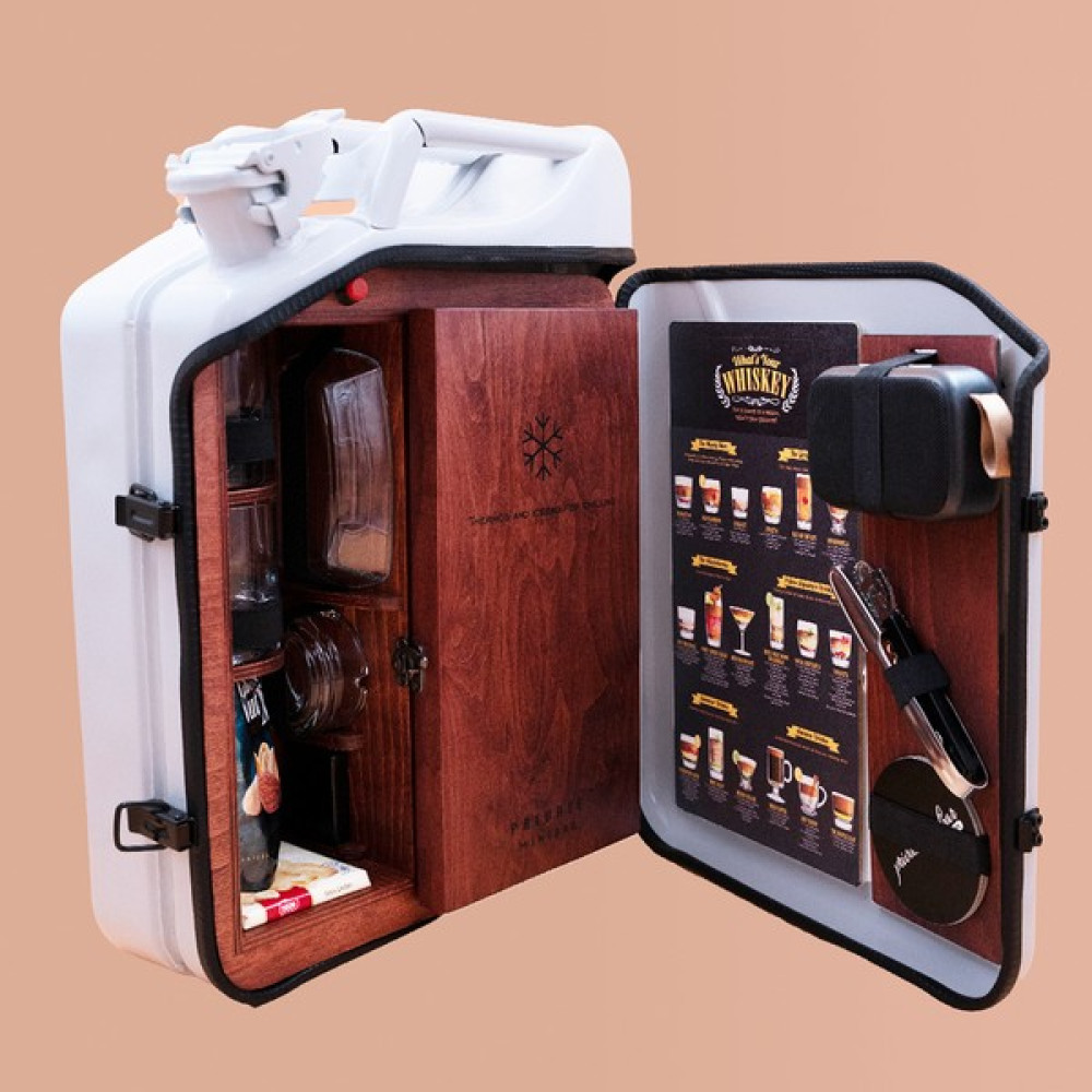 Private Minibar Beyaz Termoslu Portatif Minibar / Full Aksesuar Viski Konsepti / İç Renk Maun Oto Buzdolabı Fiyatı