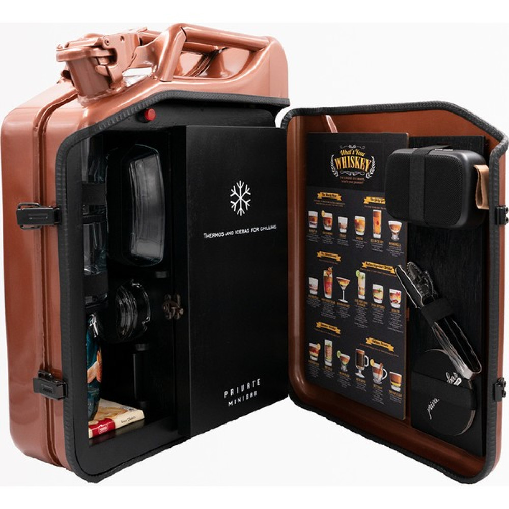 Private Minibar Bronz Termoslu Portatif Minibar / Full Aksesuar Viski Konsepti / İç Renk Siyah Oto Buzdolabı Fiyatı