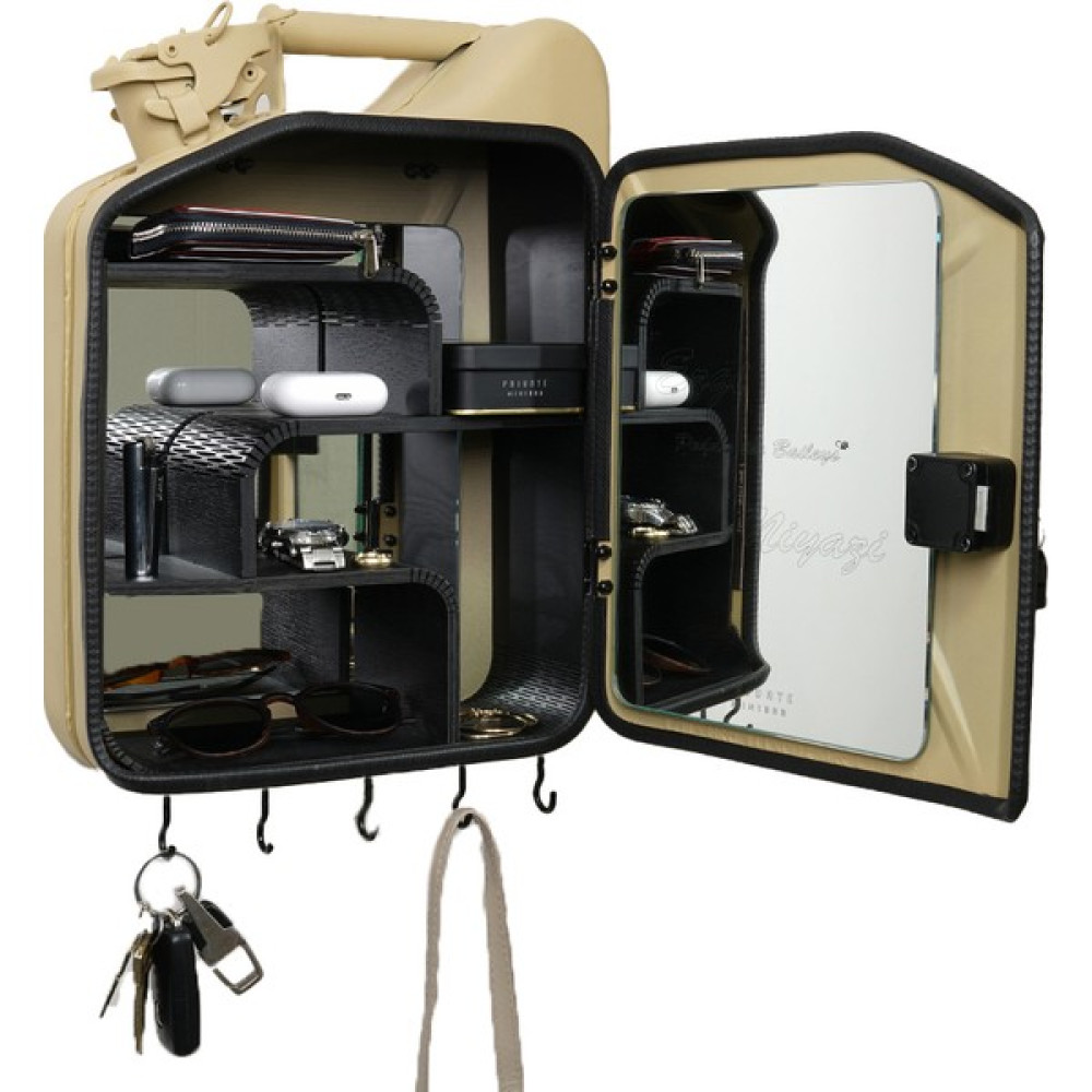 Private Minibar Raflı Aynalı Vestiyer / Gold - Siyah Gardrop & Dolap Fiyatı