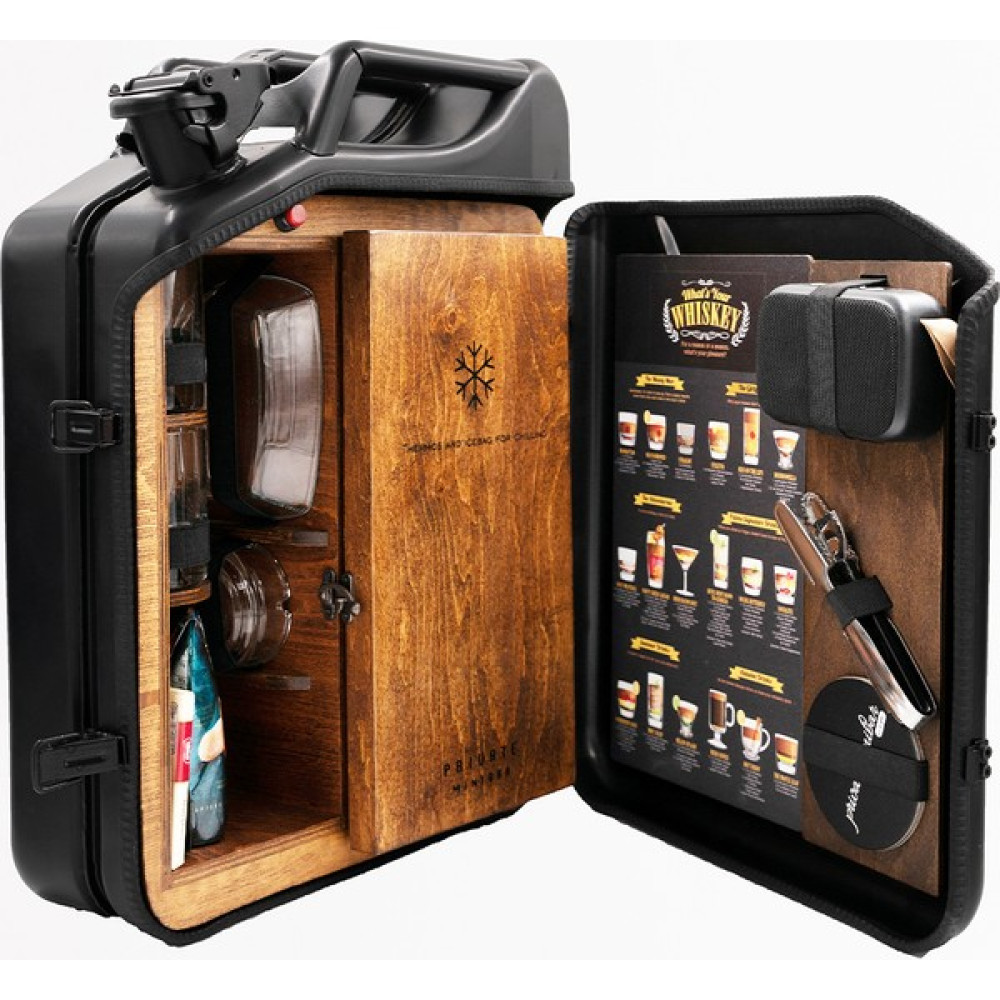 Private Minibar Siyah Termoslu Portatif Minibar / Full Aksesuar Viski Konsepti / İç Renk Ceviz Oto Buzdolabı Fiyatı