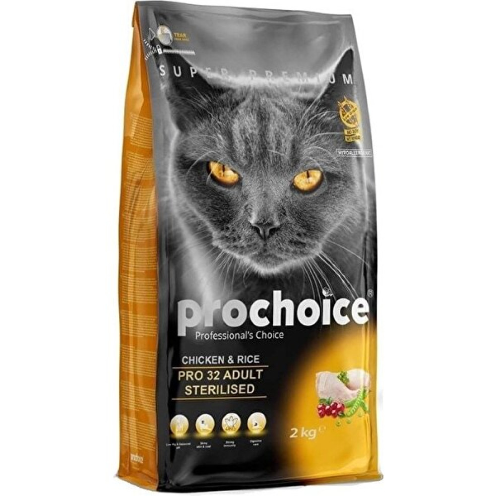 Pro 32 Tavuk ve Pirinçli Sterilised Kısırlaştırılmış Yetişkin Kedi Maması 2 kg Evcil Hayvan Ürünleri Fiyatı