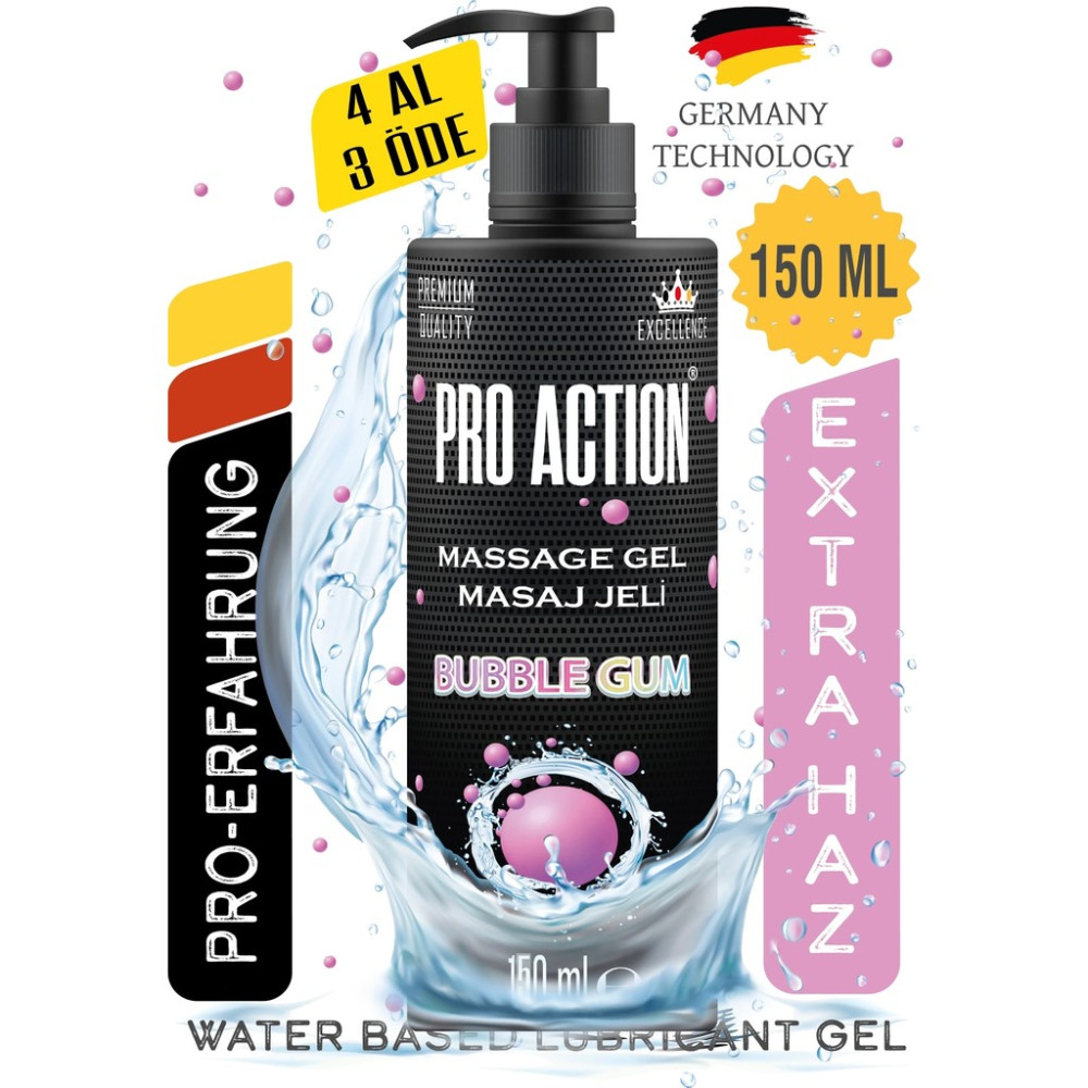 Pro Action Premium Kalite Kayganlaştırıcı Jel Bubble Gum Aroma ile Masaj İçin İdeal - 1 Kayganlaştırıcı Jel Fiyatı