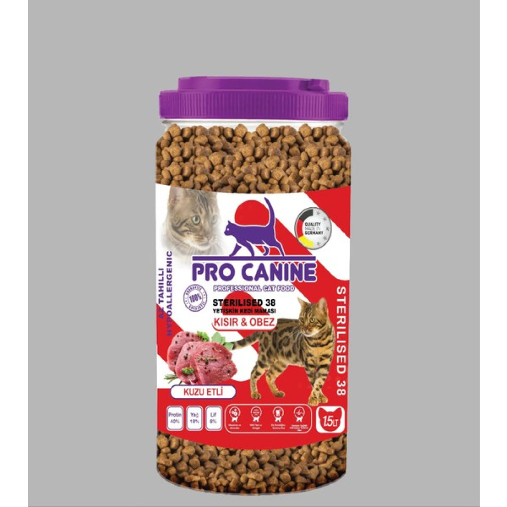 Pro Canıne 38 Az Tahıllı Hypoallergenic Kuzuetli Kısır - Obez Sterilised Yetişkin Kedi Maması 1,5 Lt Evcil Hayvan Ürünleri Fiyatı