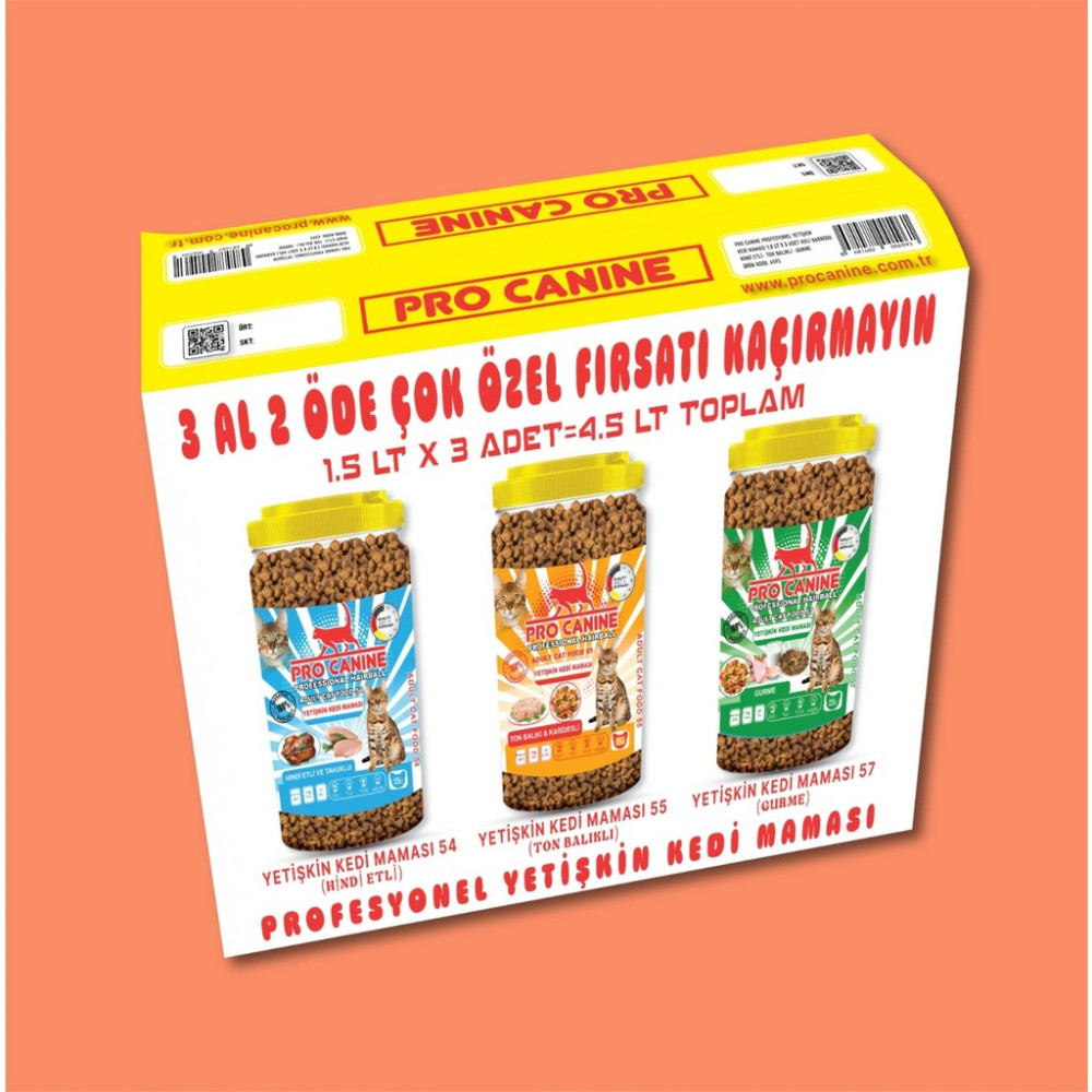 Pro Canıne Profesyonel Yetişkin Kedi Maması 1,5 Lt x 3 Adet 4,5 Lt Evcil Hayvan Ürünleri Fiyatı