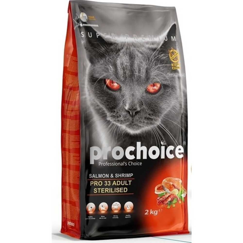 Pro Choice 2 Adet Pro 33 Sterilised Somonlu Karidesli Kısır Kedi Maması 2 kg x 2 = 4 kg Evcil Hayvan Ürünleri Fiyatı
