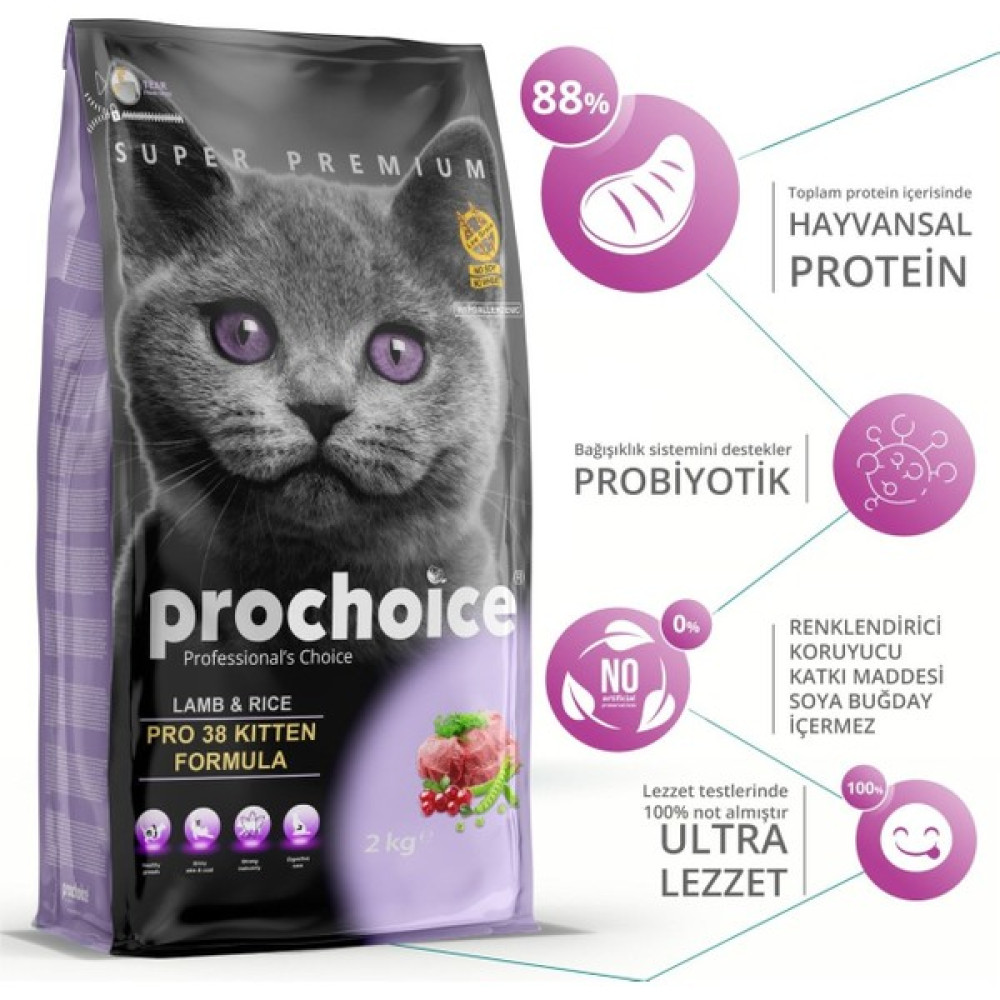 Pro Choice Pro 38 Kitten Kuzu Etli Yavru Kedi Maması 2 kg Evcil Hayvan Ürünleri Fiyatı
