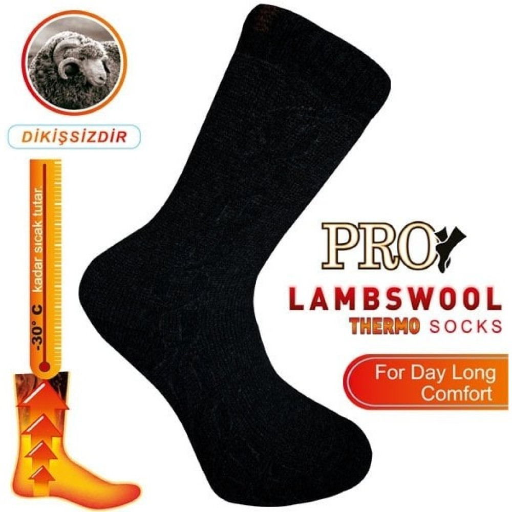 Pro Çorap Lapon Havlu Kuzu Yünü Erkek Çorabı Siyah 41-44 (13902) Çorap (Outdoor) Fiyatı