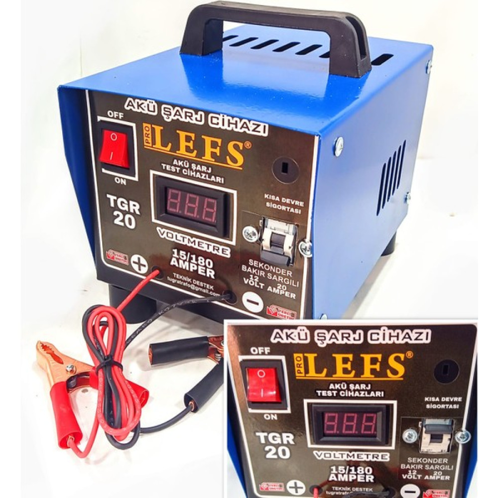 Pro Lefs REDRESÖR 12 V 20 Amper Dijital Göstergeli Bakır Sargılı Kısa Devre Sigortalı Akü Şarj Cihazı 180 Ampere Kadar Şarj Akü Şarj Edici Fiyatı