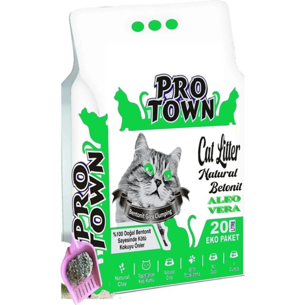 Pro Town 20 Lt Aloe Vera Kokulu 0,5mm Taneli Topaklanan Sodyum Bentonit Kedi Kumu Evcil Hayvan Ürünleri Fiyatı