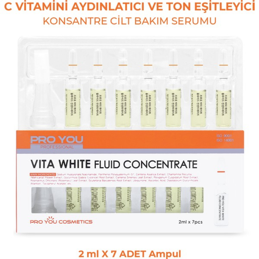 Pro You Cosmetics Pro You Professıonal Vita White Fluid Concentrate Parlak Cilt Için Aydınlatıcı Ampul 2 ml x 7 Adet Oto Boyaları Fiyatı