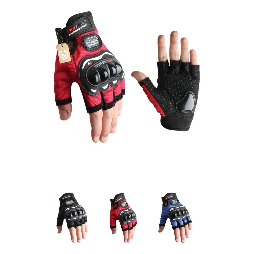 Probiker Kırmızı 2XL Kısa Parmak Profesyonel Korumalı Avuç içi Kaydırmaz Kırmızı Bisiklet/Motosiklet Eldiveni Bisikletler Fiyatı