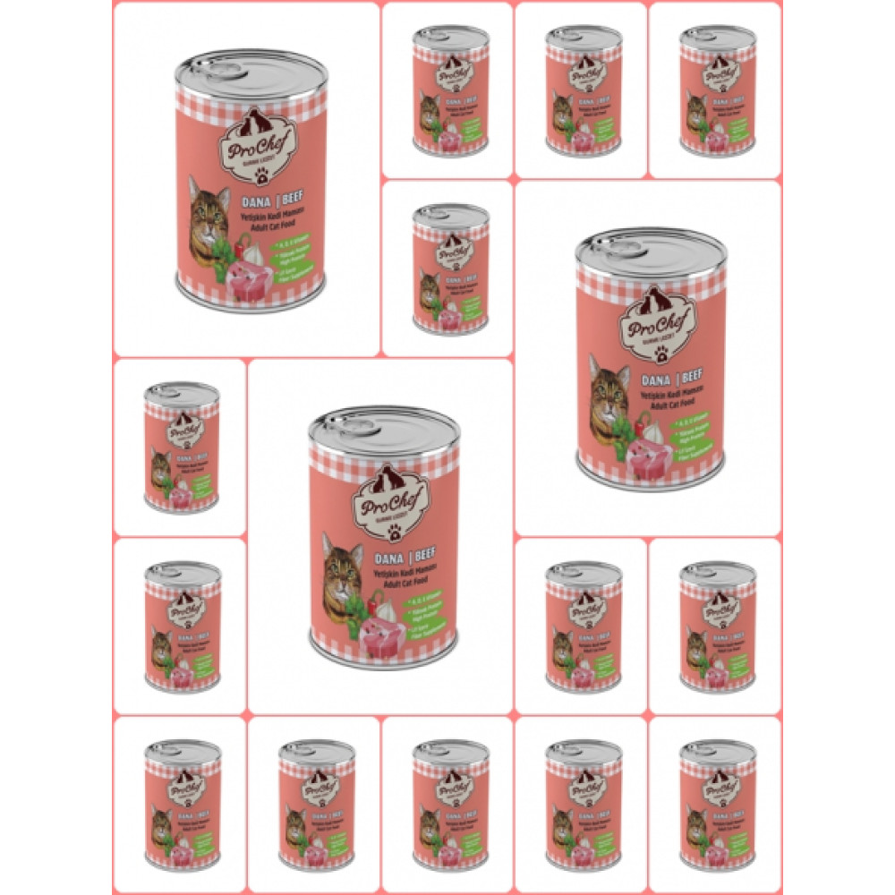 Prochef 16 Adet Yetiskin Dana Etli Kiyilmis Kedi Mamasi ( 415 Gr Pro Chef Konserve Yas Mama) Evcil Hayvan Ürünleri Fiyatı