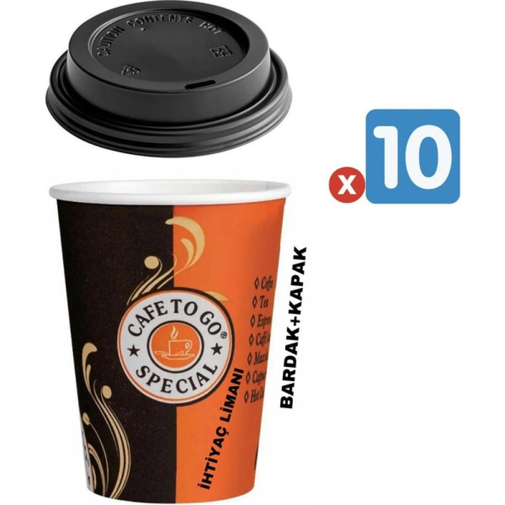 Procleaxin 8 Oz Siyah Kapaklı Karton Bardak Latte Kahve Kağıt Bardak 240 ml 10 Adet Mutfak Sarf Malzemeleri Fiyatı
