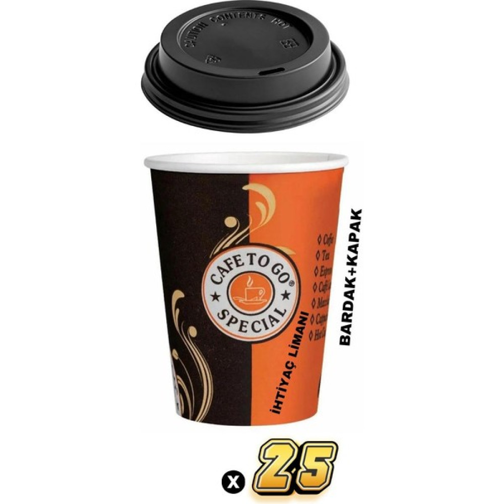 Procleaxin 8 Oz Siyah Kapaklı Karton Bardak Latte Kahve Kağıt Bardak 240 ml 25 Adet Mutfak Sarf Malzemeleri Fiyatı