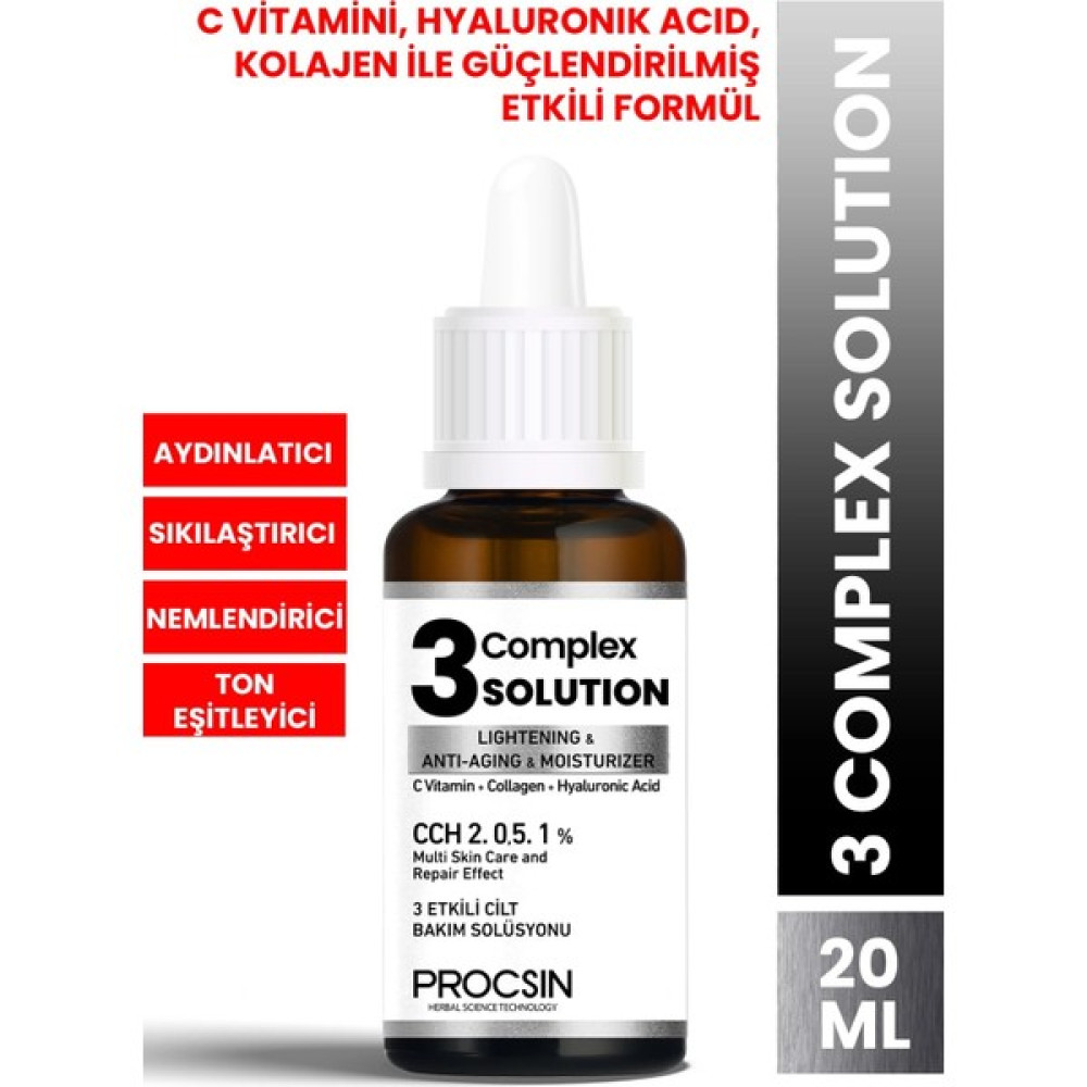 PROCSIN Aydınlatıcı + Sıkılaştırıcı + Nemlendirici 3 Complex Solution 20 ML Anti-Aging / Yaşlanma Karşıtı Fiyatı