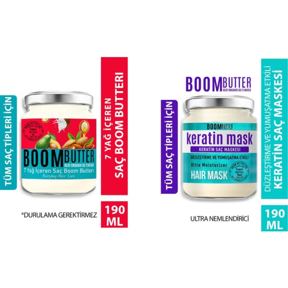Procsin Boom Butter Herbal Saç Bakım Yağı 190 ml + Güçlendirici Onarıcı Keratin Saç Maskesi 190 ml Saç Bakım Maskeleri & Serumlar & Spreyler Fiyatı