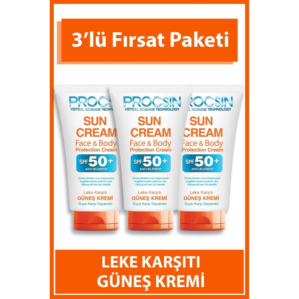 PROCSIN Güneş Kremi (50 ML * 3 ADET) Fırsat Paketi Güneş Kremleri ve Losyonları Fiyatı