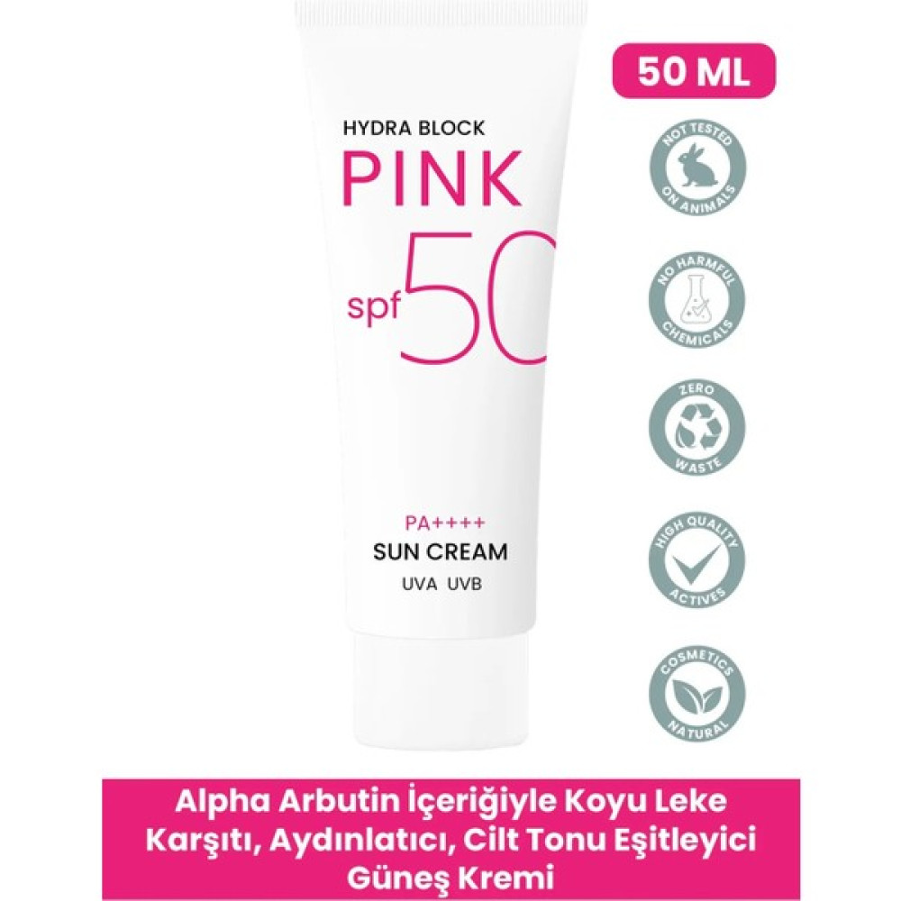 PROCSIN Hydra Block Pink (Renkli) Spf 50+ Aydınlatıcı + Alpha Arbutin Leke Karşıtı Güneş Kremi PA++++ Güneş Kremleri ve Losyonları Fiyatı