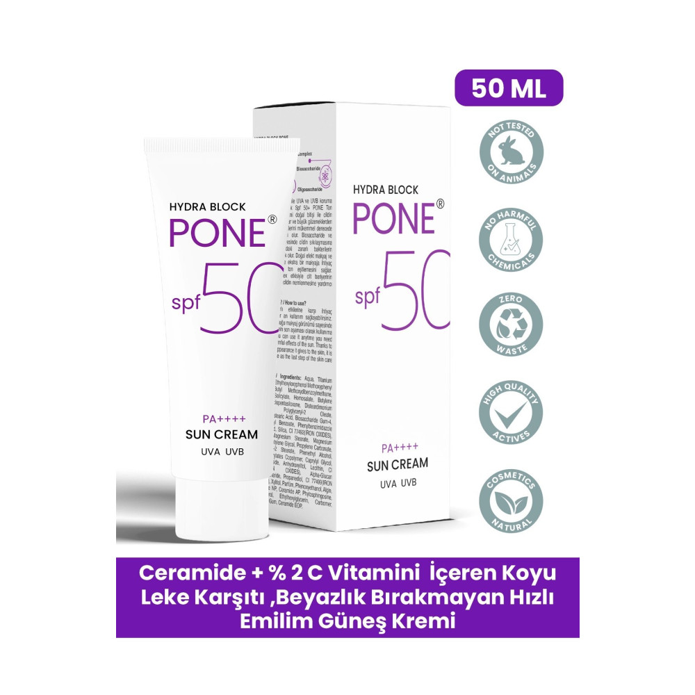 PROCSIN Hydra Block Pone Spf 50+ Ton Eşitleyici + Onarıcı + Yüksek Korumalı Güneş Kremi 50 ML Güneş Kremleri ve Losyonları Fiyatı