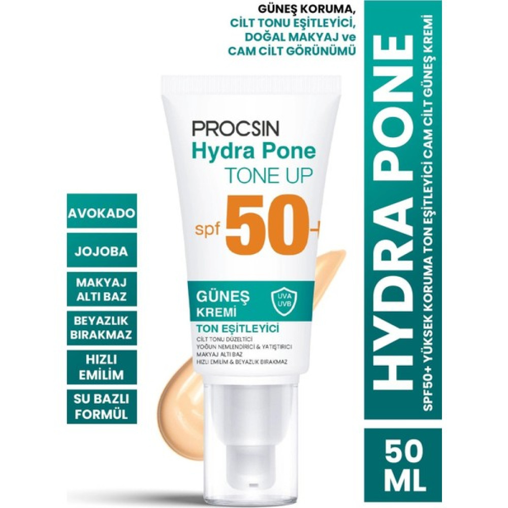 Procsın Hydra Pone SPF50+ Cilt Tonu Eşitleyici Makyaj Efekti Veren Cam Cilt Güneş Kremi Pa++++ Güneş Kremleri ve Losyonları Fiyatı