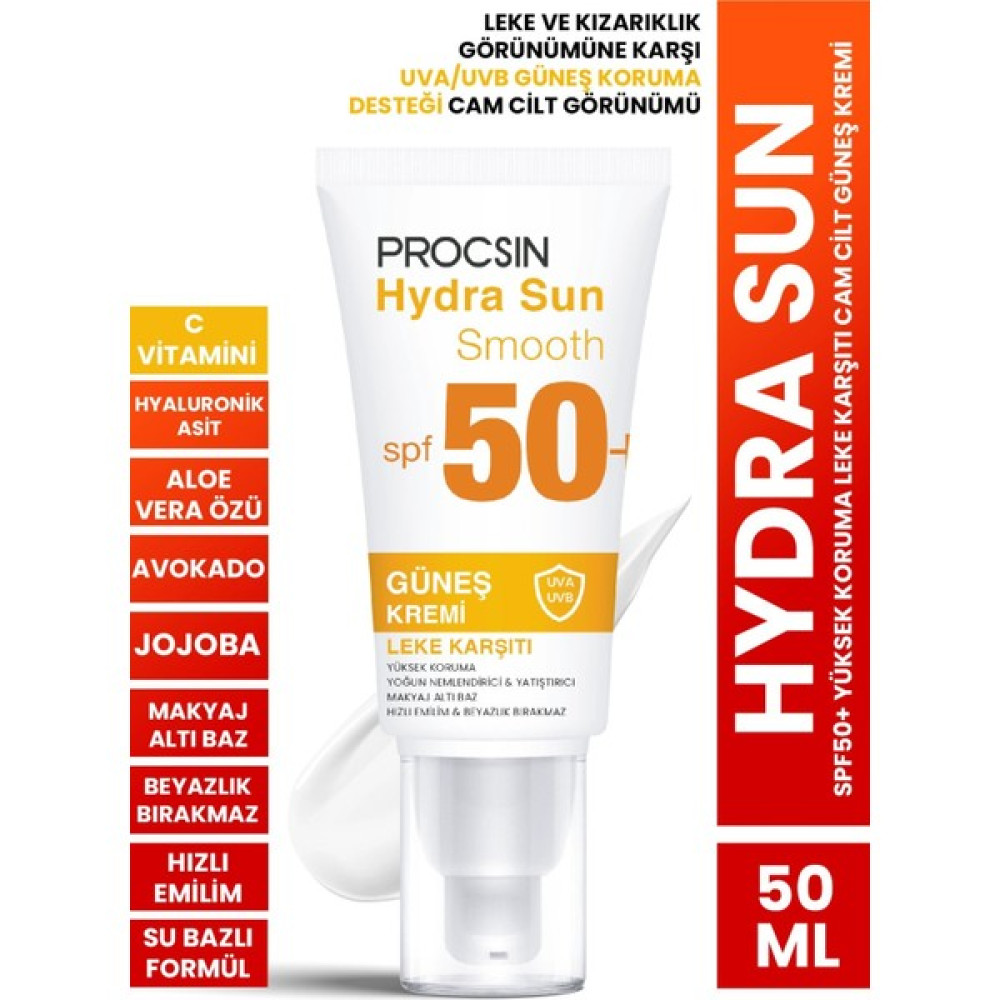 Procsın Hydra Sun SPF50+ Yoğun Nemlendirici Yatıştırıcı Leke Karşıtı Cam Cilt Güneş Kremi Pa++++ Güneş Kremleri ve Losyonları Fiyatı
