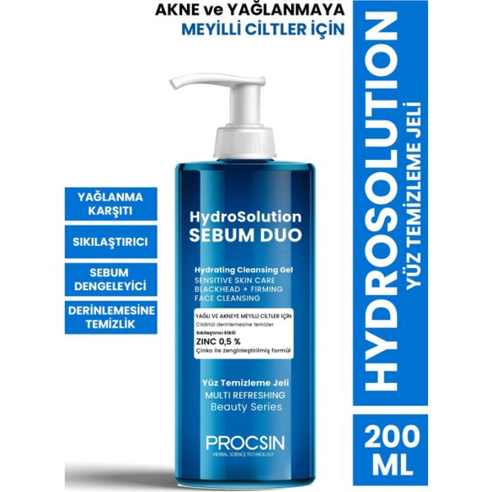 PROCSIN Hydrosolution Akne Karşıtı Yağ Dengeleyici Yüz Temizleme Jeli 200 ML Cilt Temizleme ve Peeling Fiyatı