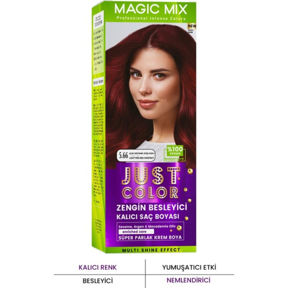 PROCSIN Magic Mix COLOR KIT Parlak ve Canlı 5.66 AÇIK KESTANE ATEŞ KIZILI Kalıcı Saç Boyası Saç Boyası Fiyatı