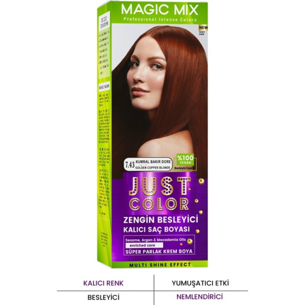 PROCSIN Magic Mix COLOR KIT Parlak ve Canlı 7.43 KUMRAL BAKIR DORE Kalıcı Saç Boyası Saç Boyası Fiyatı