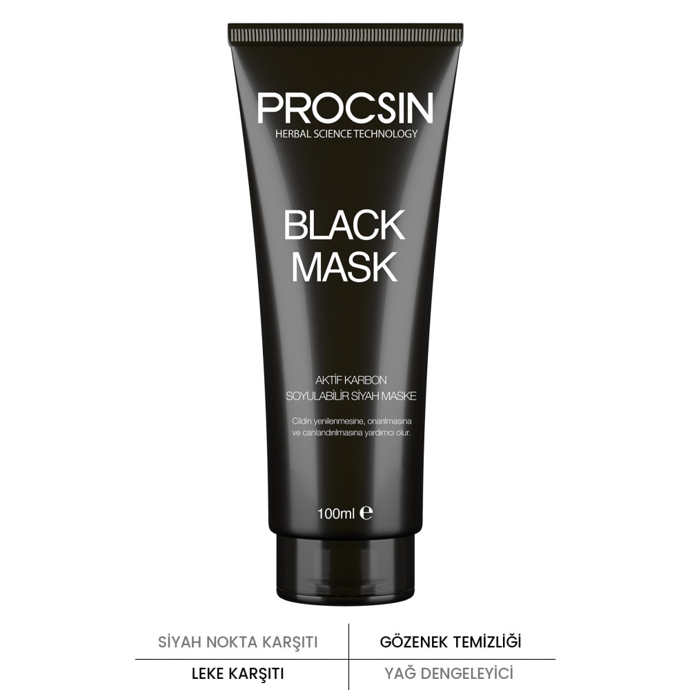 PROCSIN Siyah Nokta Giderici Aktif Kömürlü Siyah Maske 100ML Cilt ve Yüz Bakımı Fiyatı