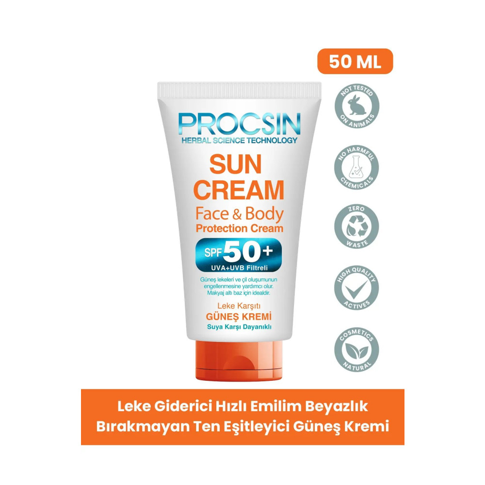 PROCSIN Yüksek Uv Korumalı Koyu Leke Önleyici Spf 50 Güneş Kremi 50 ml Güneş Kremleri ve Losyonları Fiyatı
