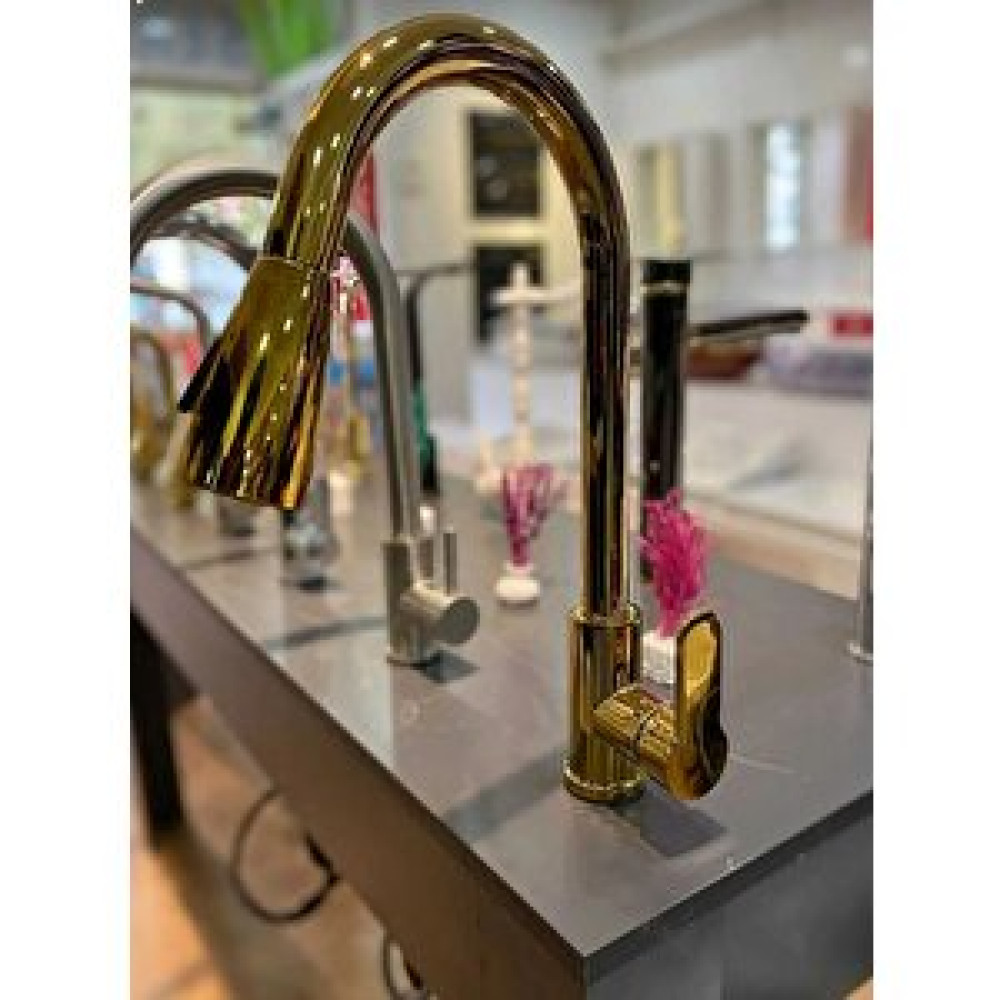 Profaucet Altın (gold) Renk Spiralli Mutfak Eviye Bataryası Bataryalar Fiyatı